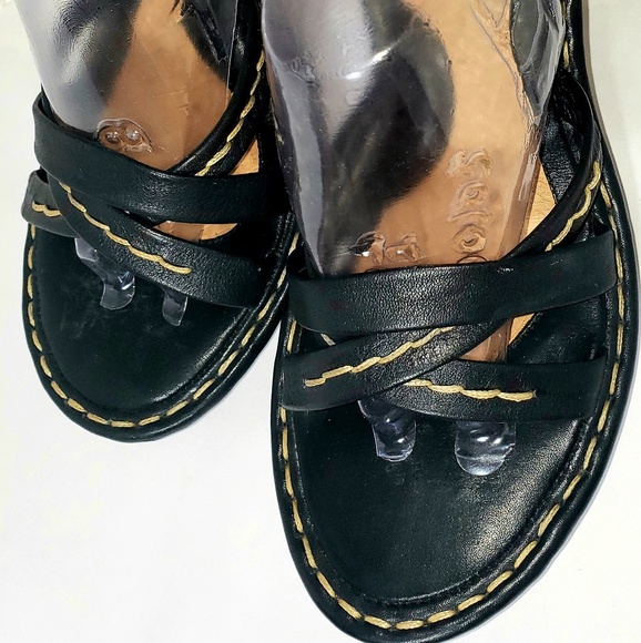 Born Strappy Black Heel Wedges - Picture 7 of 7